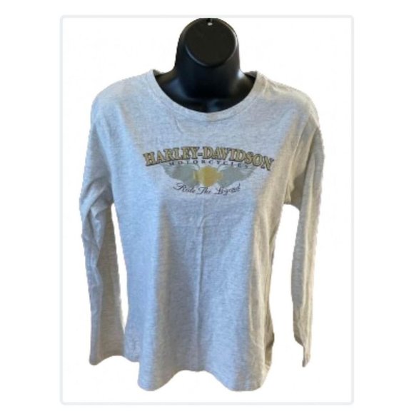 Harley-Davidson Tops - Harley-Davidson Women's Long Sleeve T-Shirt - Gray, Size L